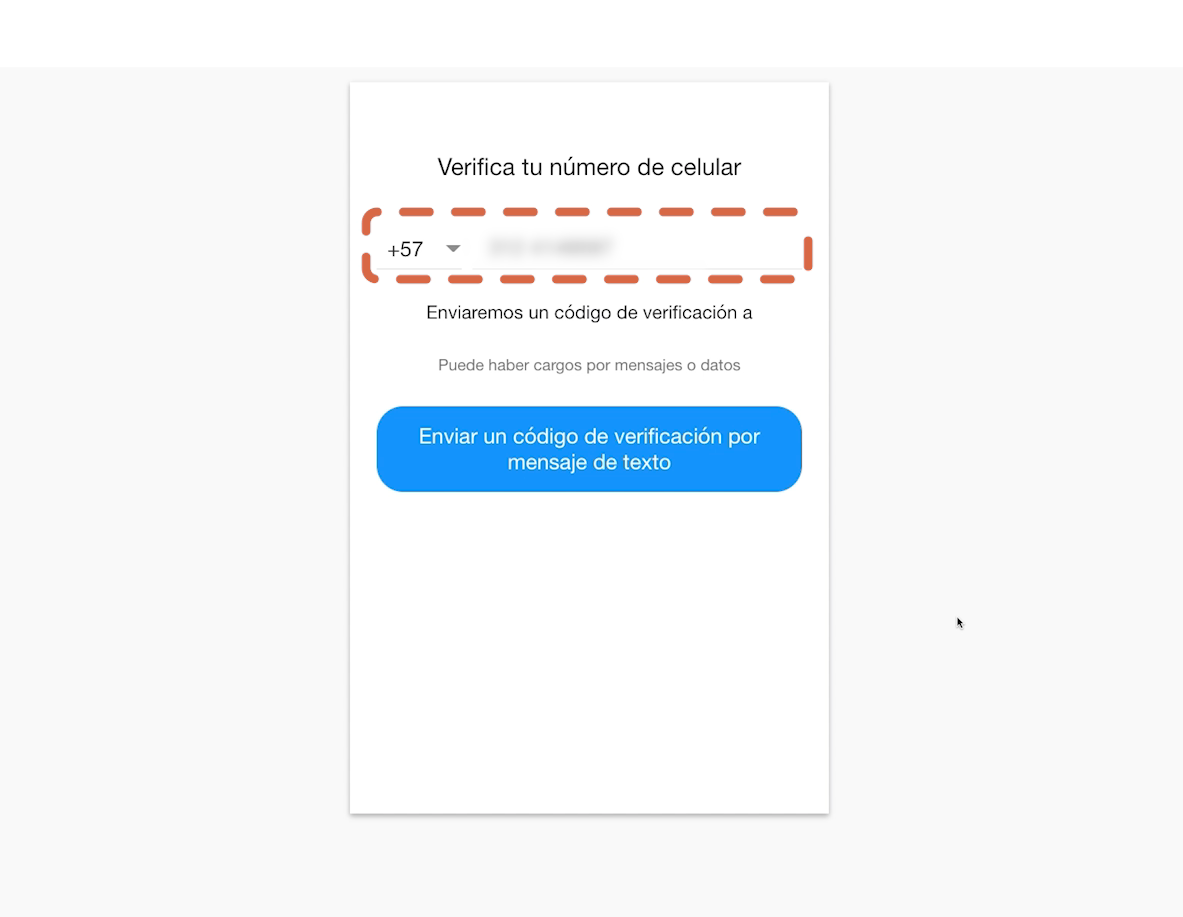 La plataforma te pedirá que verifiques tu número de celular y te enviará un código de verificación por mensaje de texto. Para hacerlo, haz clic en la opción Enviar un código de verificación por mensaje de texto.